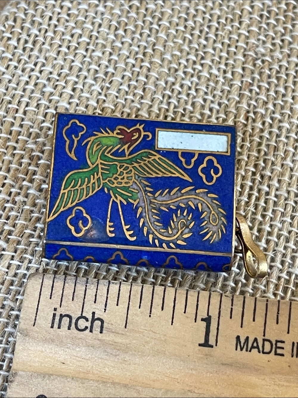 Cloisonné Enamel and Brass Pendant Vintage - Picture 8 of 8